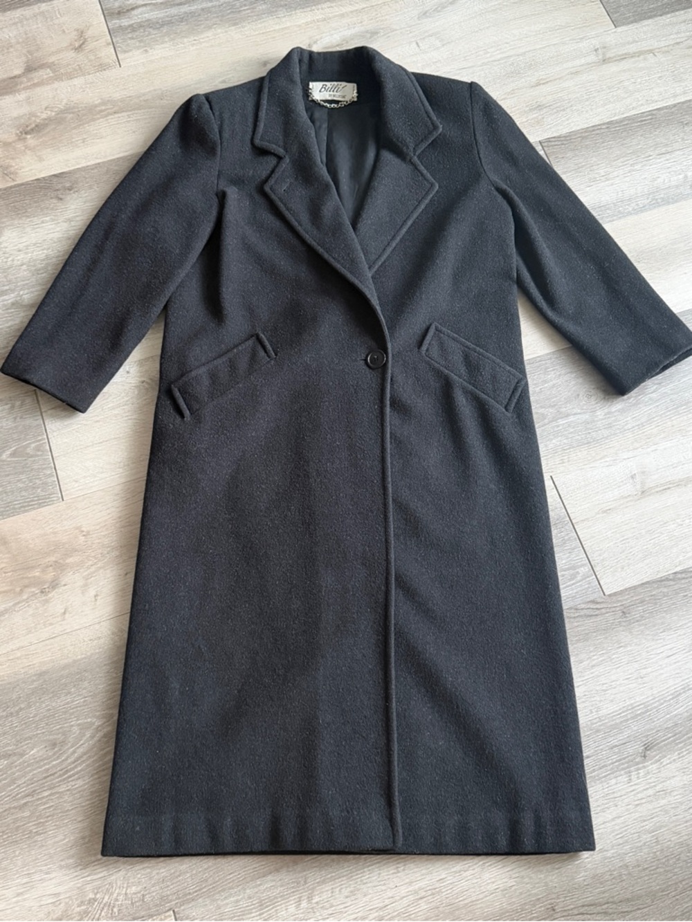 Vintage Billi by Billycoat 100% pure wool black winter long warm heavy coat